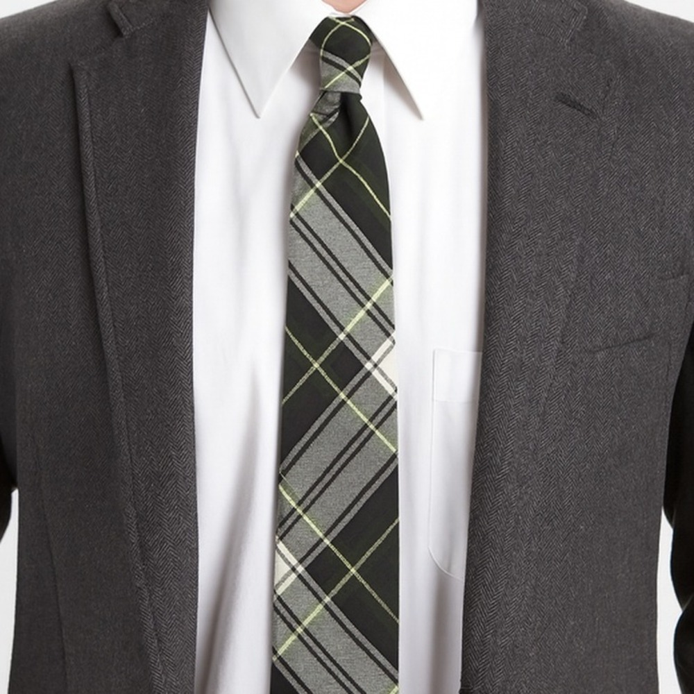 Eddie Bauer Mens‎ Tie Green Yellow Blue Plaid Classic Rustic Americana Heritage